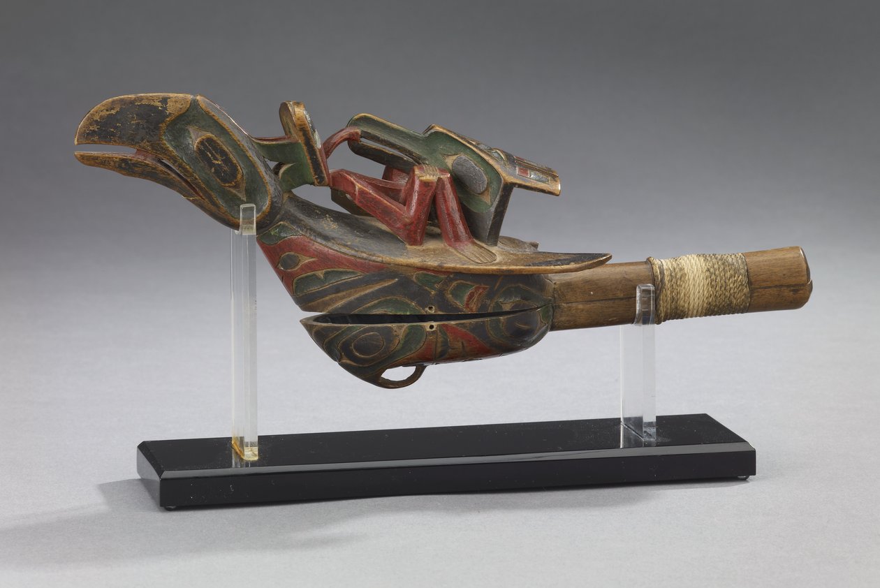 Raven Rattle, 19. yüzyılın sonlarında (kordonlu polikrom ahşap) by Unbekannt