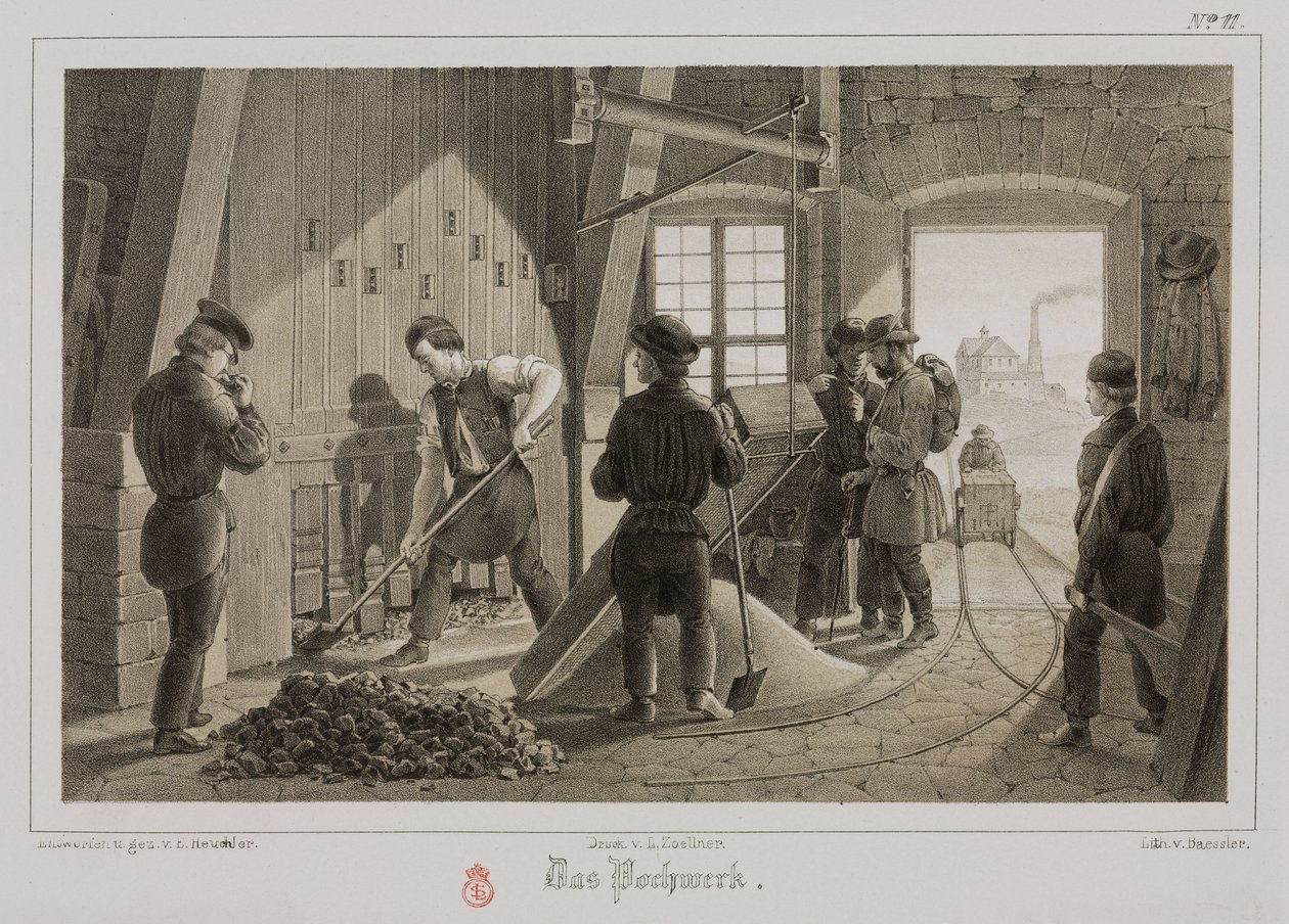 Hammadde İşleme, Metalurji Cevheri Vurma, Almanya, c 1851 by Unbekannt