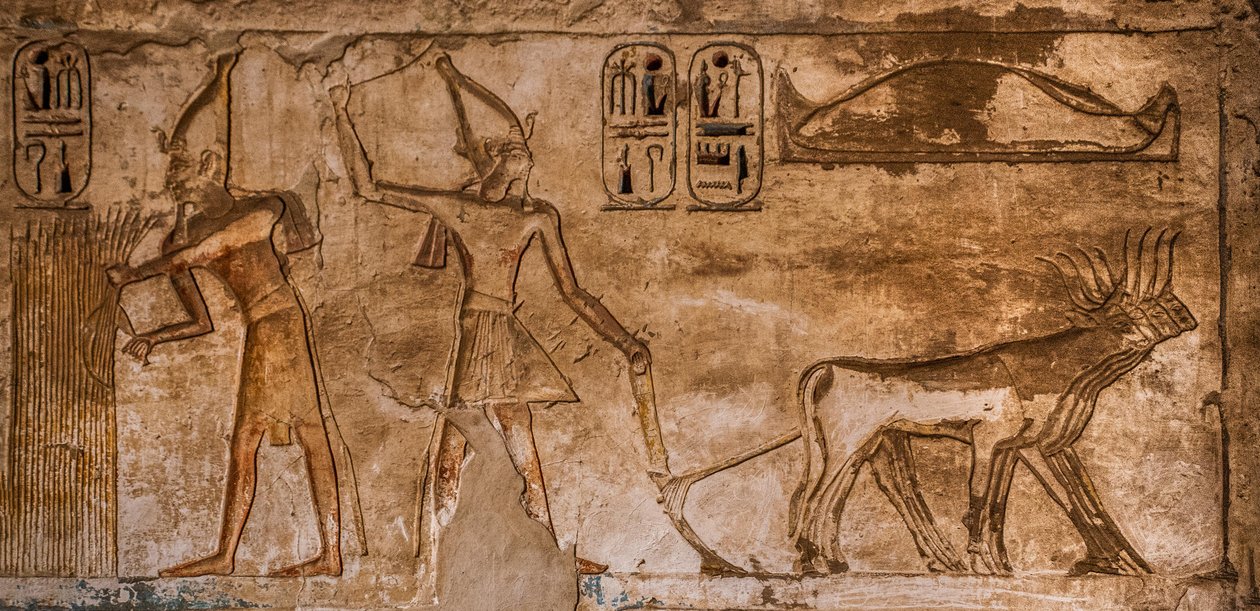 26 numaralı odanın kuzeydoğu duvarında ateşli sahnelerin olduğu kabartma, Medinet Habu, III. Ramses'in morg tapınağı, Luksor, Teb-Batı, Mısır, Afrika (fotoğraf) by Unbekannter Künstler