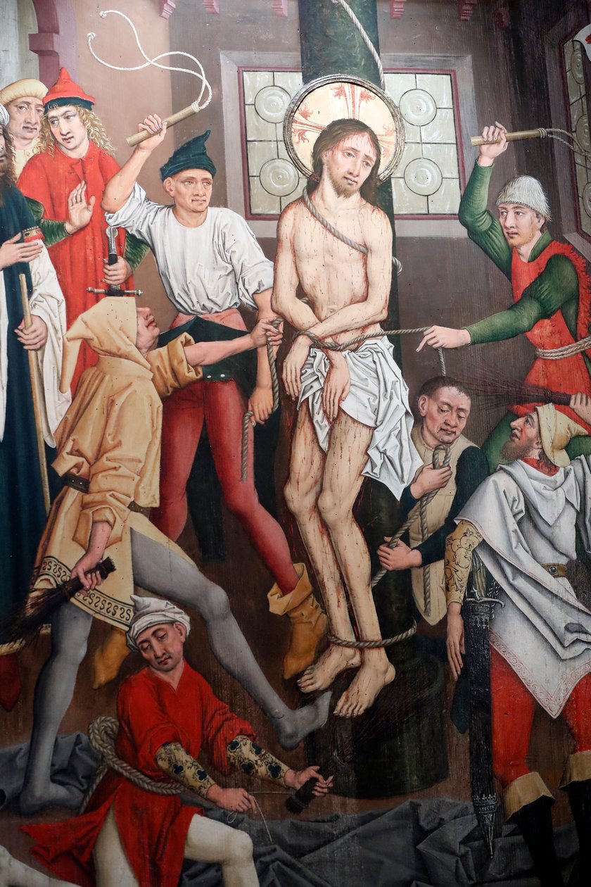 Saint-Pierre le Vieux Katolik Kilisesi, Tutkusundaki İsa, Kırbaçlanma, Resim Henri Lutzelman 15. yüzyıl, Strasbourg, Fransa. (Fotoğraf) by Unbekannt