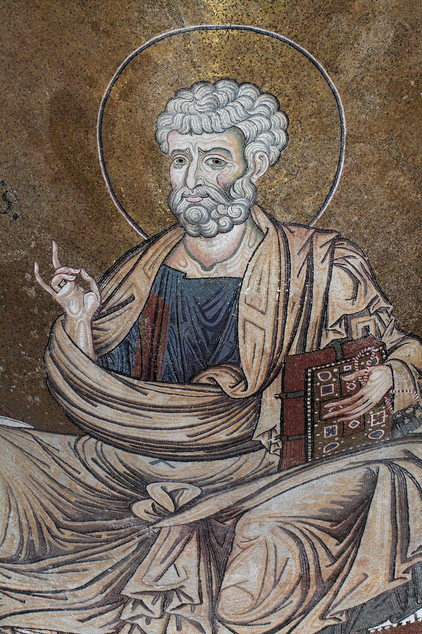 Aziz Peter Mozaiği katedralin içinde Santa Maria Nuova 12. yüzyıl Monreale, Sicilya by William M. Timlin