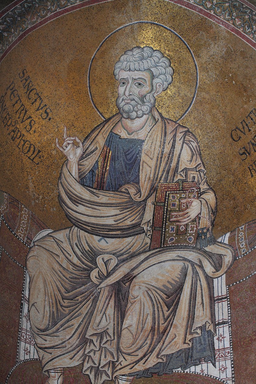 Aziz Peter Mozaiği katedralin içinde Santa Maria Nuova 12. yüzyıl Monreale, Sicilya by William M. Timlin