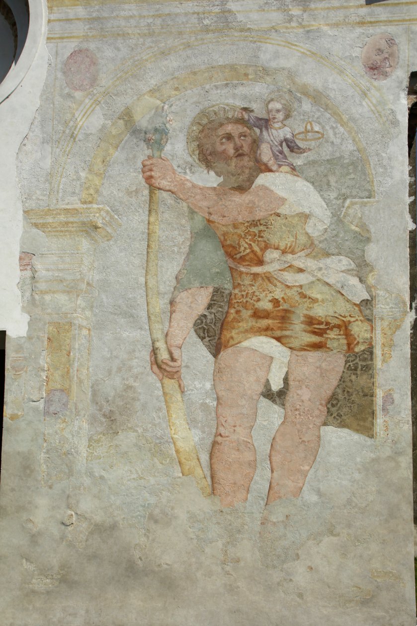 Aziz Stefano a Gleris kilisesi, Aziz Cristoforo freski, San Vito al Tagliamento, Friuli İtalya (fotoğraf) by Benjamin Baud