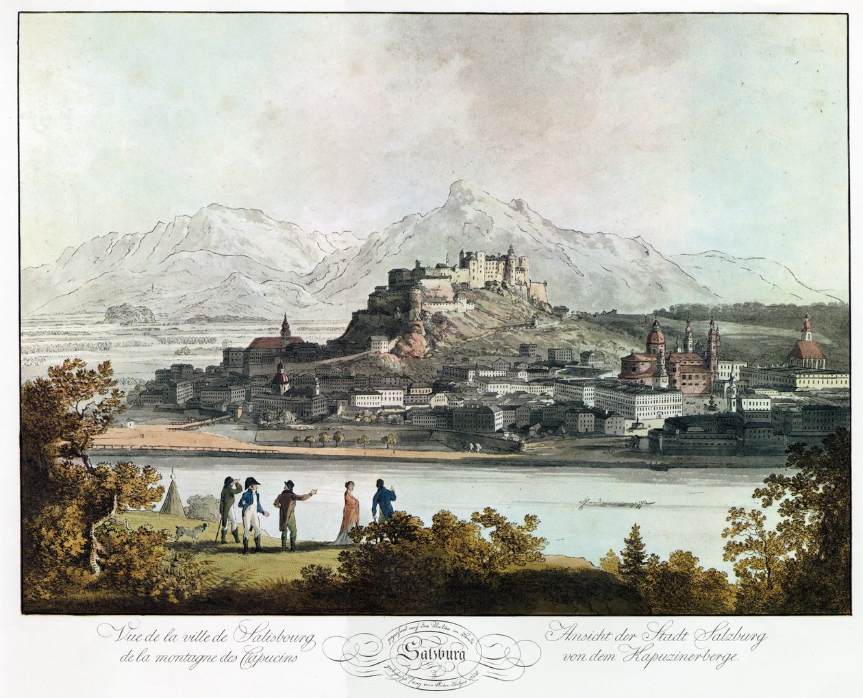 Capucins dağlarından Salzburg manzarası by Unbekannter Künstler