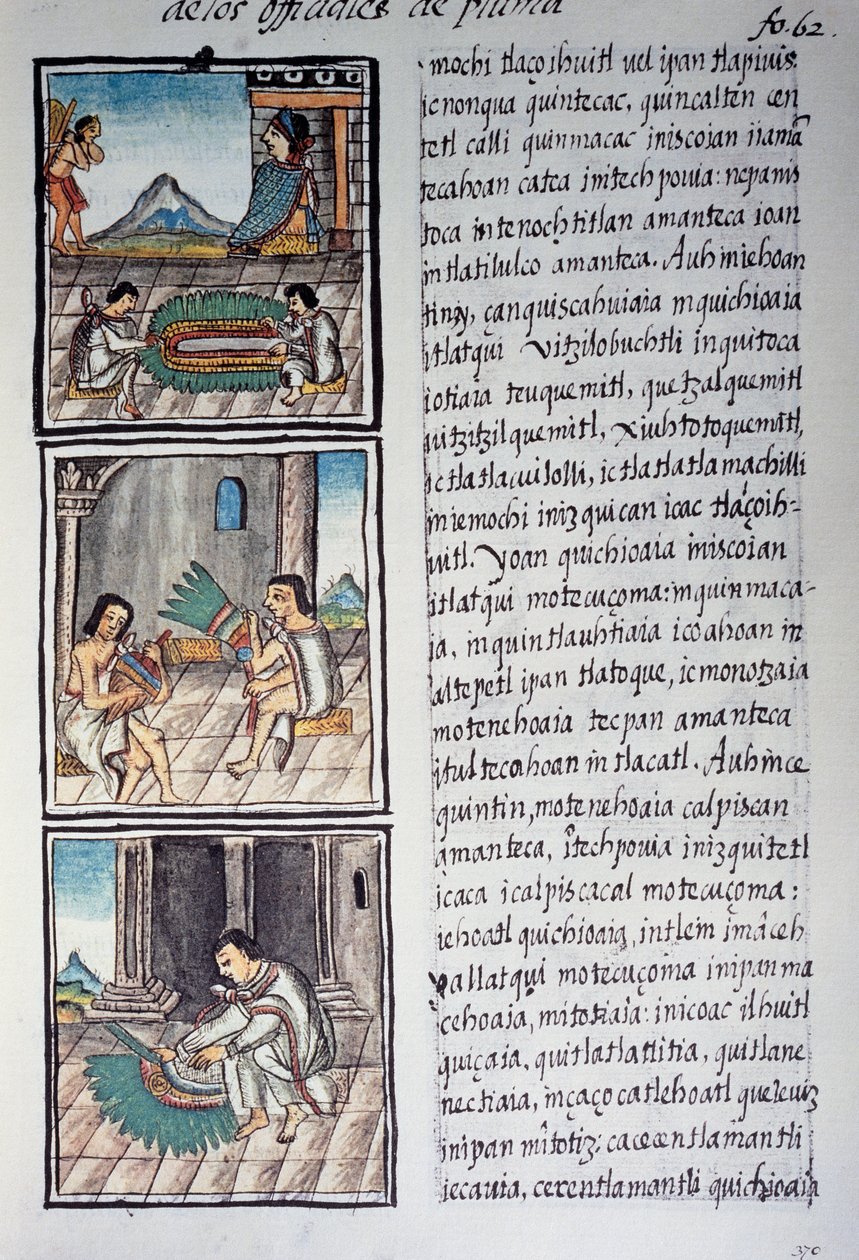 Süsleme seti ve imparator tüyü başlığı, Florentine Codex
