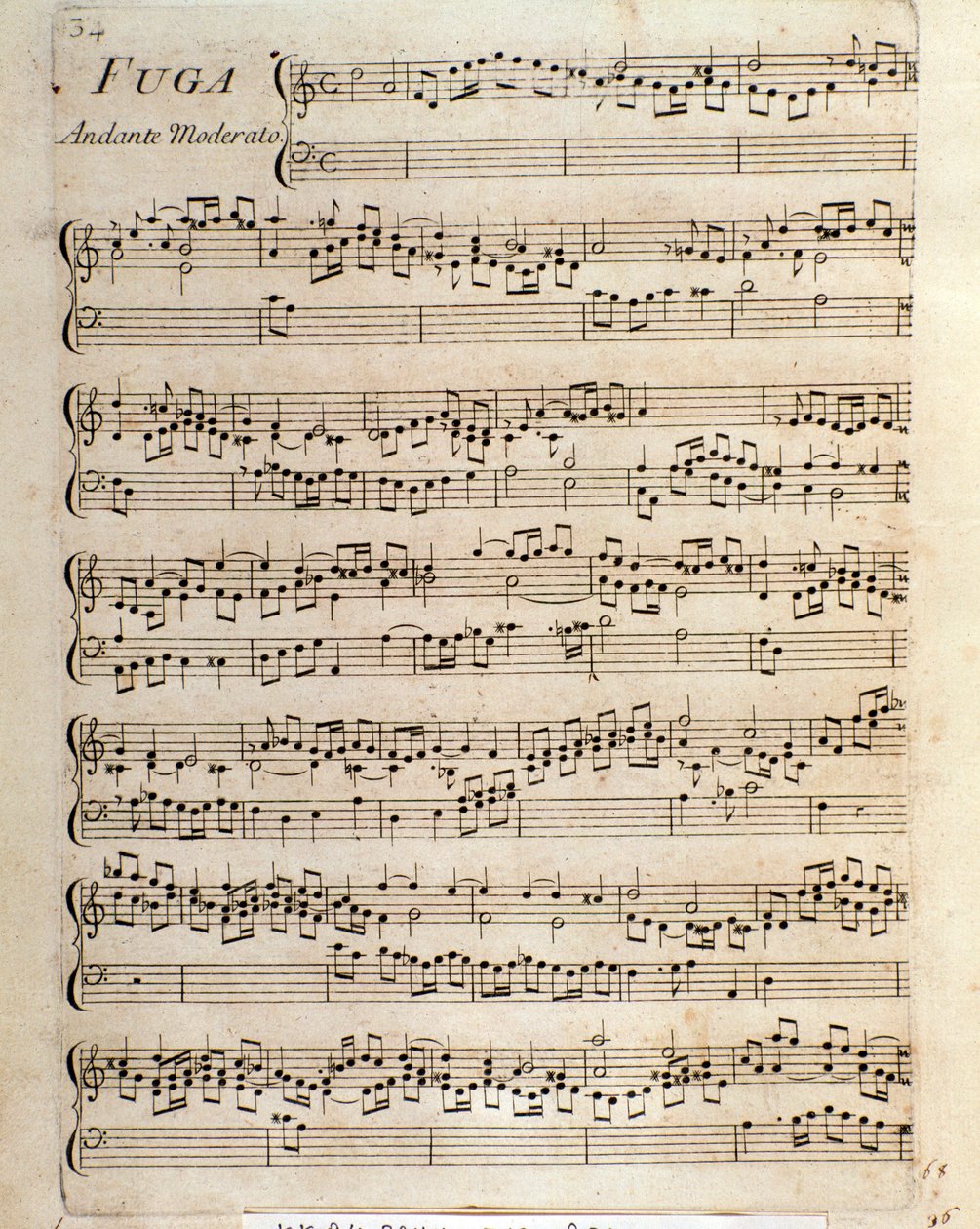Domenico Scarlatti'nin klavsen için Parçalar halinde Füg için notalar sayfası by Unbekannter Künstler