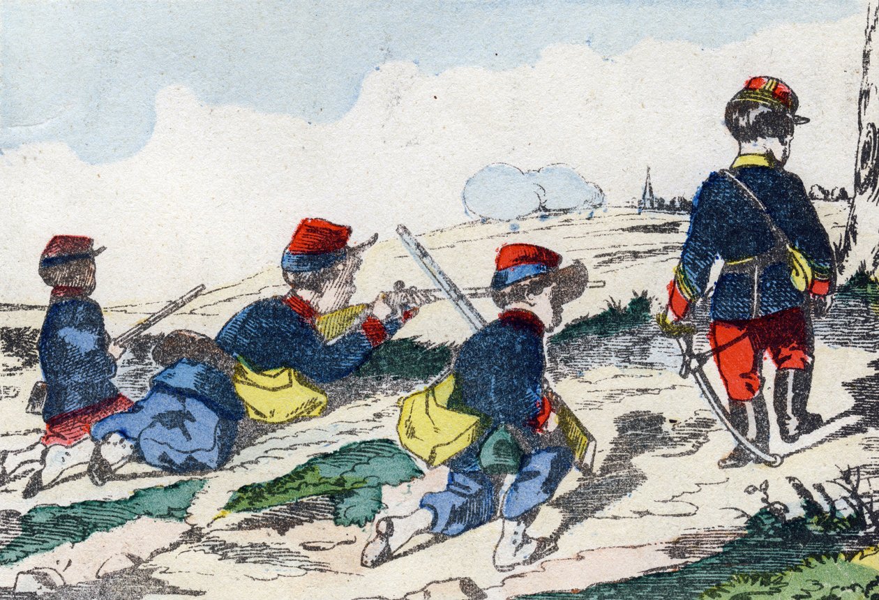 Keskin nişancılar. "Çocukların askeri alfabesinde" gravür”. 1890 dolaylarında Pont-a-Mousson görüntüleri. 20 sayfa. Güneş: 28,5x21cm by Unbekannt