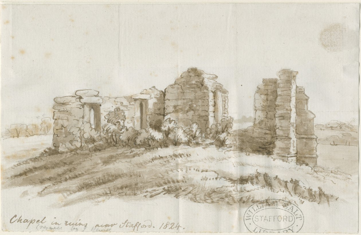 Stafford - Creswell Şapeli: kalem ve yıkama çizimi, 1824 by Unbekannt