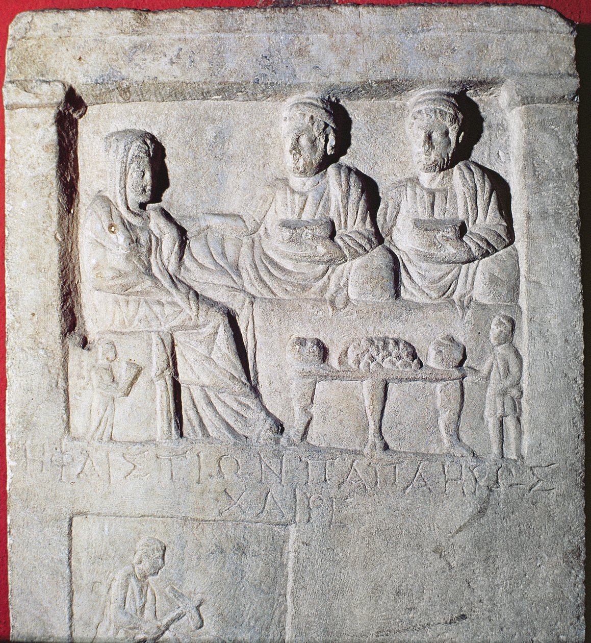 Cenaze Ziyafetinin Stela Rölyefi (taş), Yunanca yazıtlı, Küçük Asya by Unbekannt