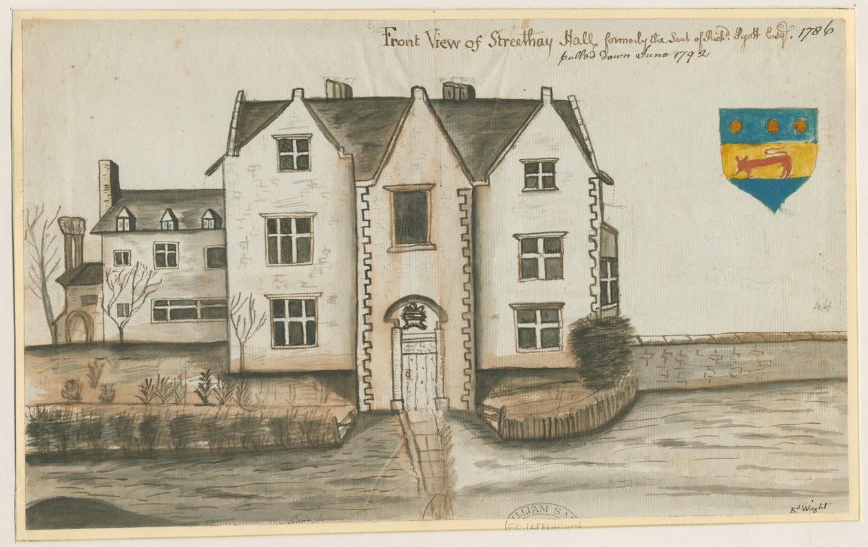 Streethay Hall: sulu boya, 1786 by Unbekannt