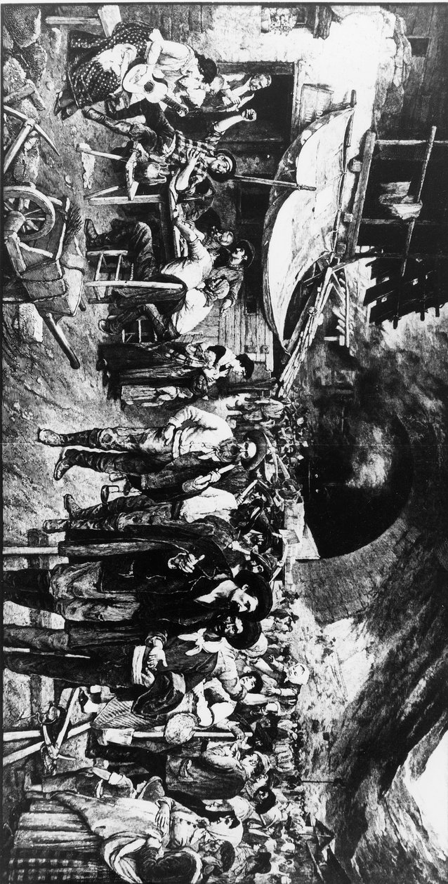 İsviçre Gotthard Demiryolu İnşaatı (s/b fotoğraf) by Unbekannt
