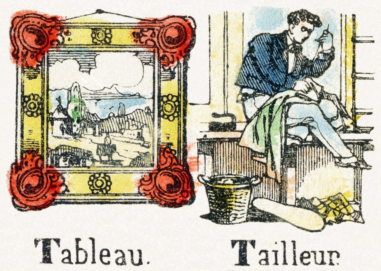 T - Tableau Tailleur - Çocuk Eğlence Alfabesi c.1890 (litografi) by Unbekannt