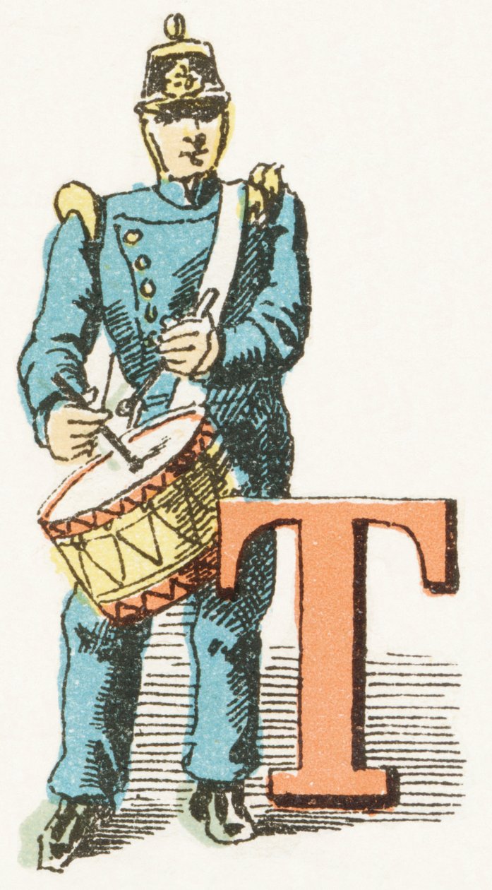 T - Tambour - Childish Alphabet, Editions Gordinne 1920 (gravür) by Unbekannt
