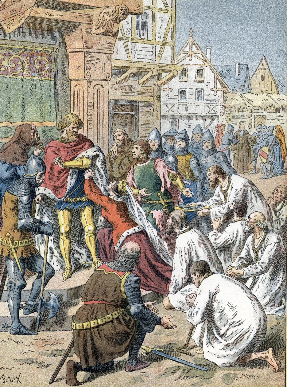 Eustache de Saint-Pierre liderliğindeki Calais Burjuvaları, kendilerini Edward III'e rehin olarak sunar. by Unbekannter Künstler