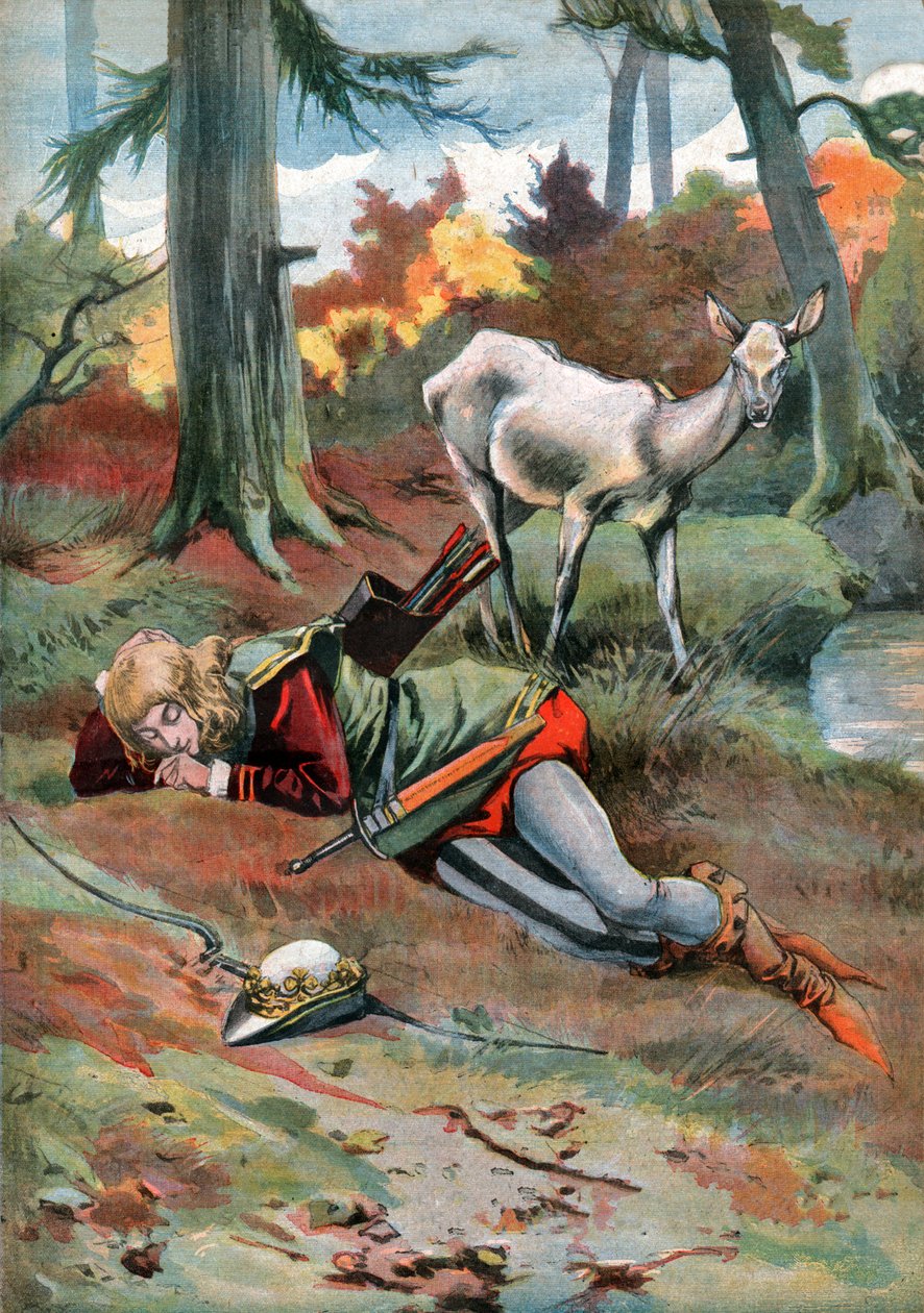 Ormandaki Geyik. (Resim, yaklaşık 1910) by Unbekannter Künstler