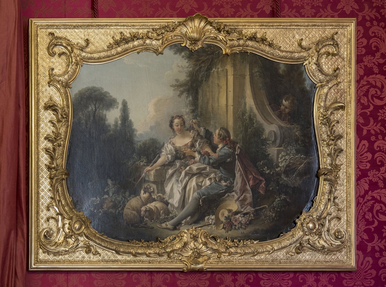 Gallant Pastor veya Garland. Francois Boucher (1703-1770) tarafından yapılan tablo. Prensesin geçit töreni veya geçit odası. Otel de Soubise, Paris by Unbekannt