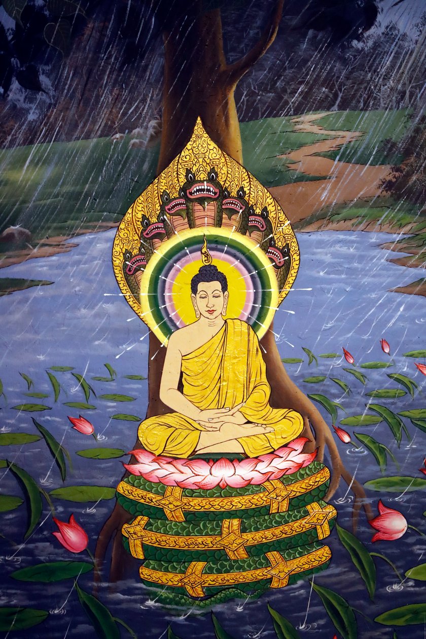 Buda'nın Hayatı, Siddhartha Gautama, Duvar freski, Wat Botum tapınağı, Phnom Penh, 2022 (fotoğraf) by Unbekannter Künstler
