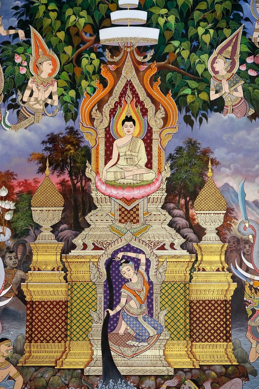 Buda'nın Hayatı, Duvar freski, Wat Maniratanaram manastırı, Phnom Penh, 2022 (fotoğraf) by Unbekannter Künstler