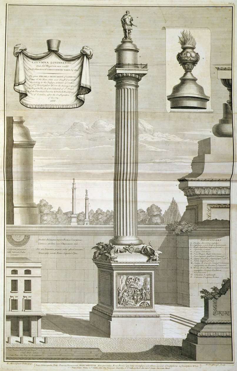 Christopher Wren tarafından tasarlanan Anıt by Unbekannt