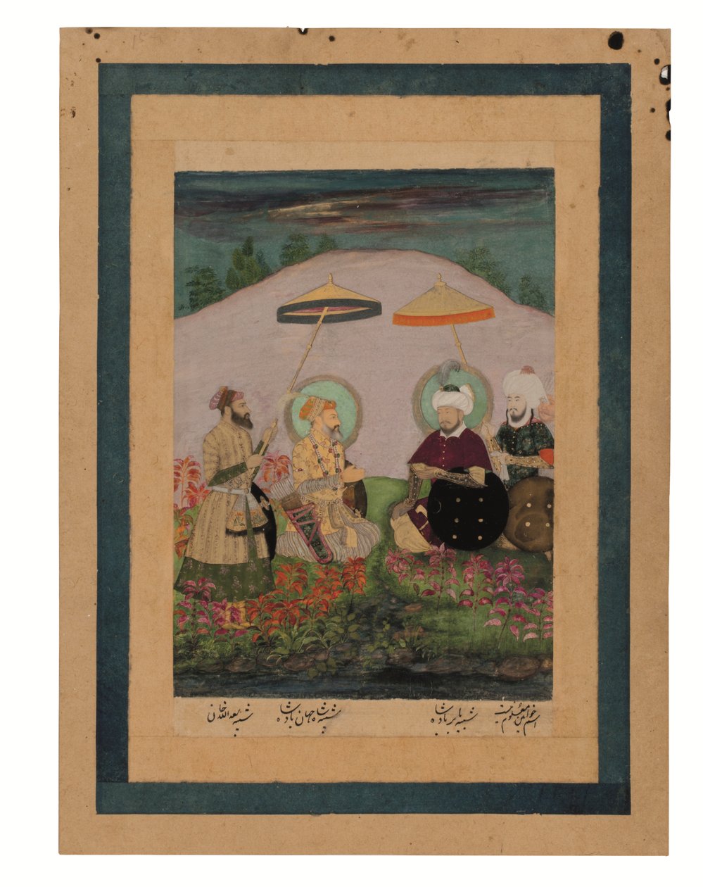 Babür imparatoru Şah Jahan, atası Timur ile birlikte (kağıt üzerinde altın ile guaj) by Unbekannter Künstler