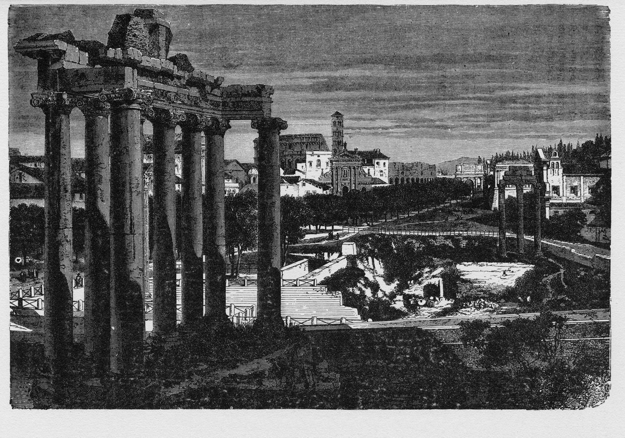 Roma Forumu, Roma şehrinin merkezindeki birkaç önemli antik hükümet binasının kalıntılarıyla çevrilidir. Antik kentin vatandaşları, başlangıçta bir pazar yeri olan bu alana, Forum Magnum veya sadece Forum olarak atıfta bulundular. by Unbekannt