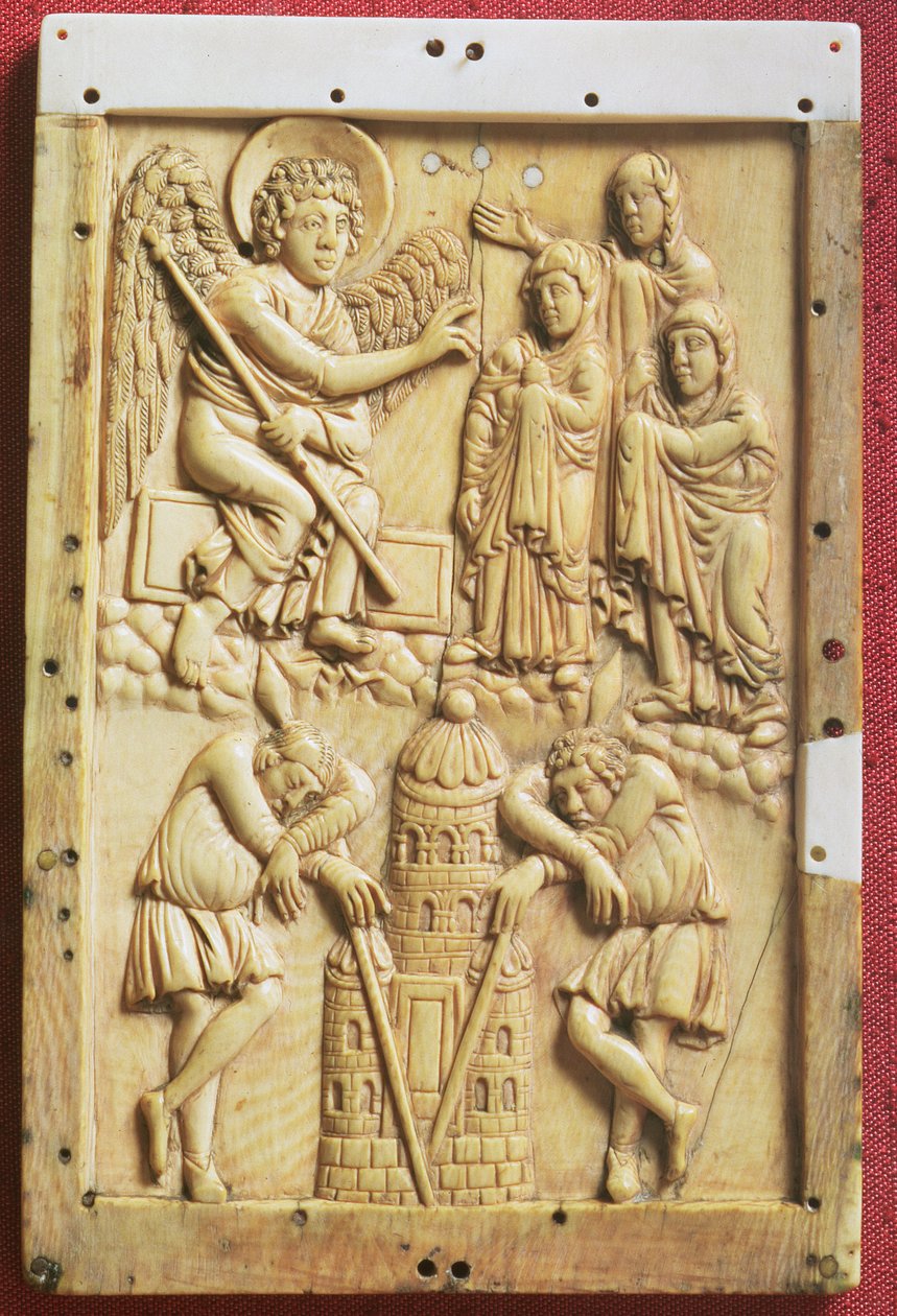 Mezardaki Üç Maries, oymalı plaket, Charlemagne Sarayı Okulu, Fransızca (fildişi) by Unbekannt