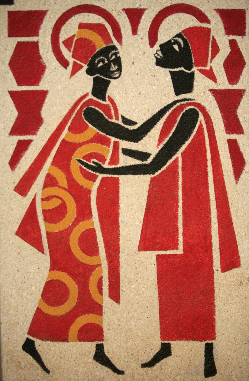 Ziyaret Keur Moussa manastır kilisesi freski 1963 yılında Dom Georges Saget, Keur Moussa, Senegal tarafından tasarlanmış ve boyanmıştır. by Unbekannt