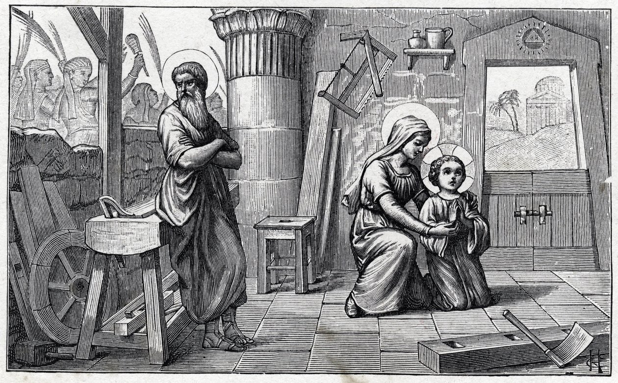 Mısır'da kalmak. Çocuk İsa'nın alfabesi. 1932 baskısı. Woodcarvings imzalı H G. Özel koleksiyon by Unbekannter Künstler