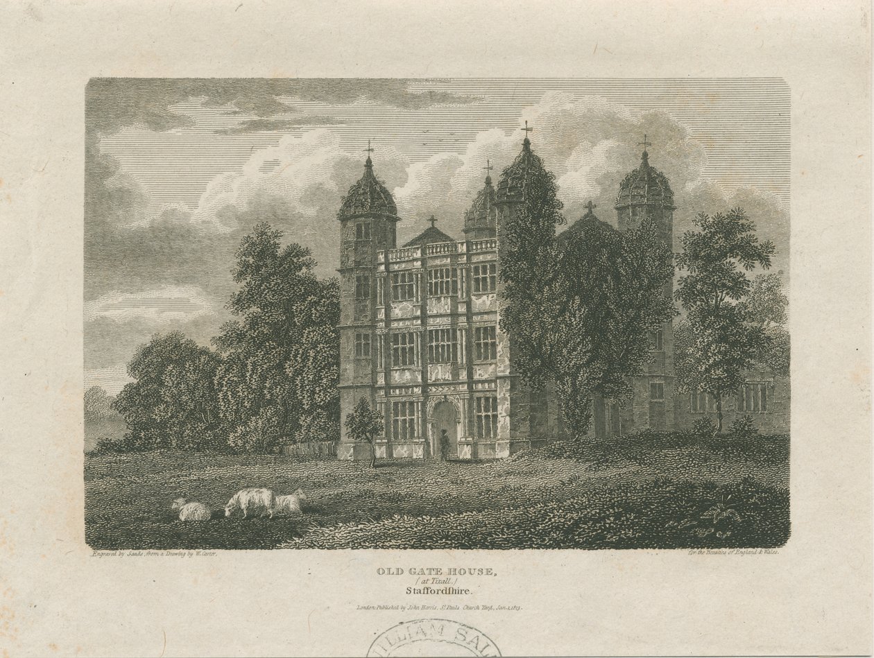 Tixall Hall - Gatehouse: gravür, 25 Kasım 1775 by Unbekannt
