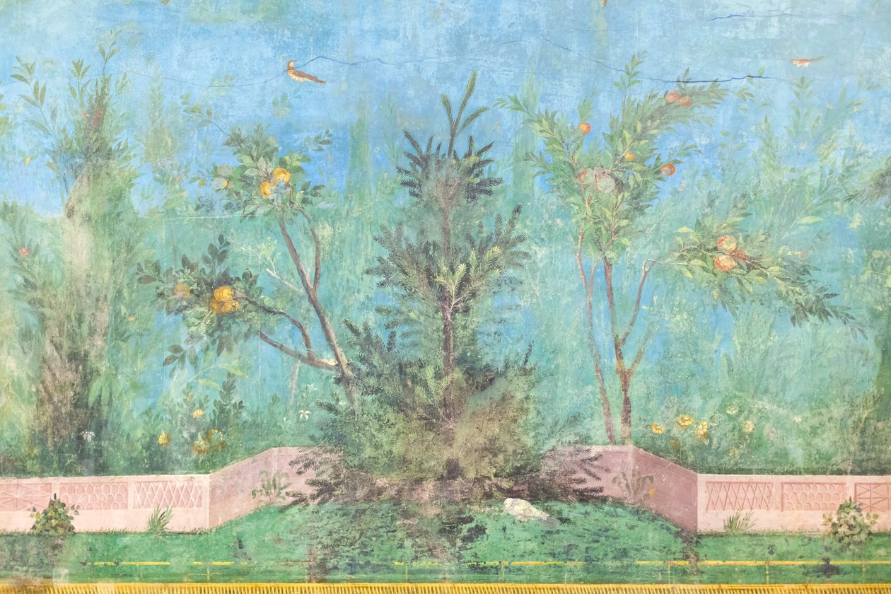 Livia'nın evinin triclinium'u, fresk, MÖ 20-10, Roma ulusal müzesi (museo nazionale romano), Roma, İtalya by Unbekannter Künstler