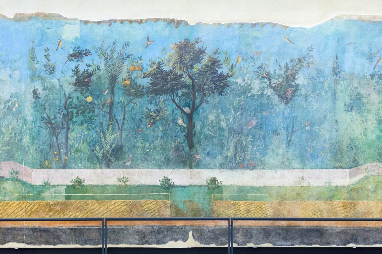 Livia'nın evinin triclinium'u, fresk, MÖ 20-10, Roma ulusal müzesi (museo nazionale romano), Roma, İtalya by Unbekannter Künstler