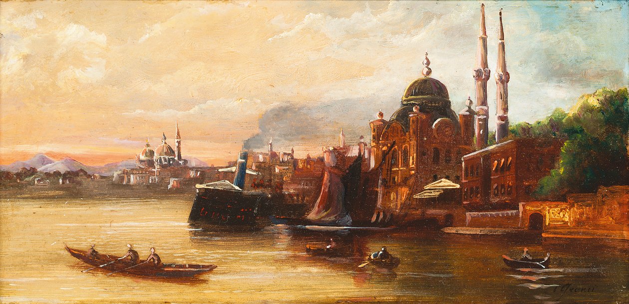 Bir caminin önünde Boğaz