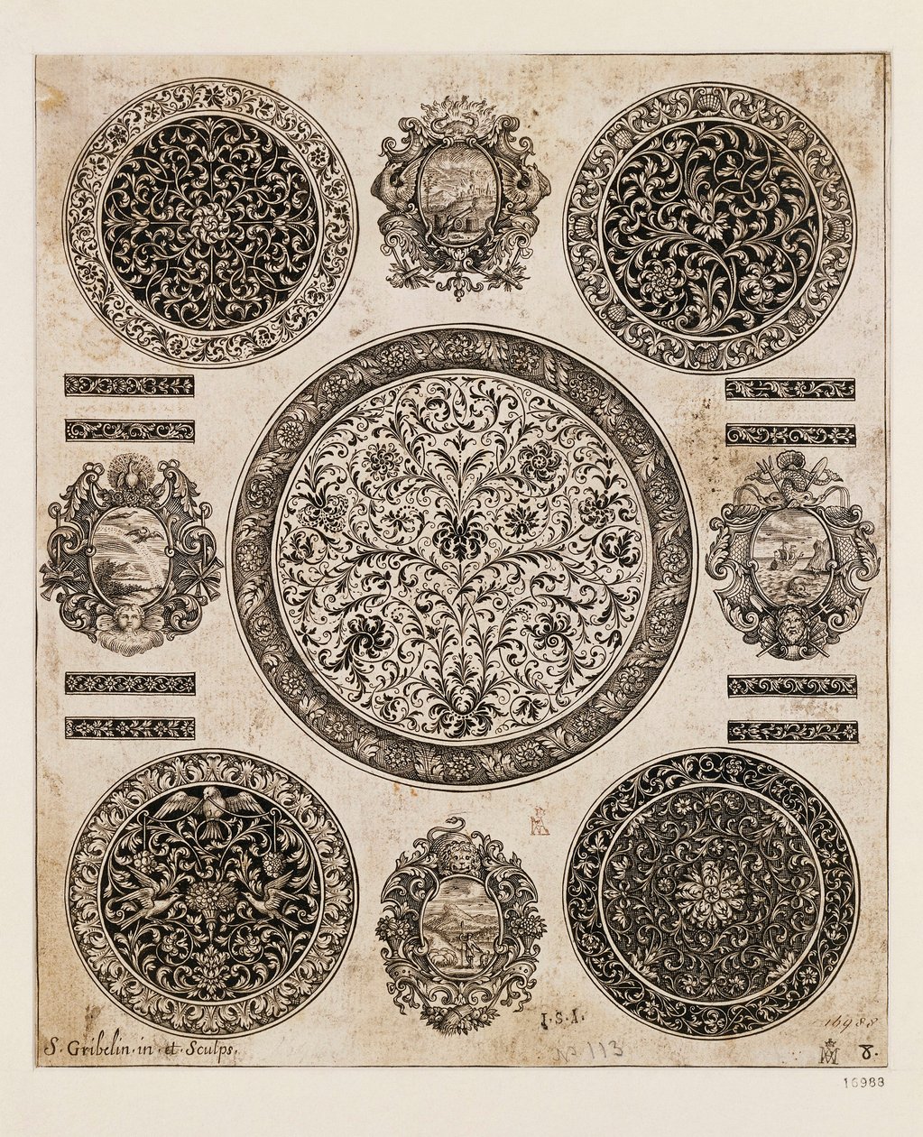 İngiltere, Londra, Saat kasası üzerinde süs çizimi için çalışma by Benjamin Baud