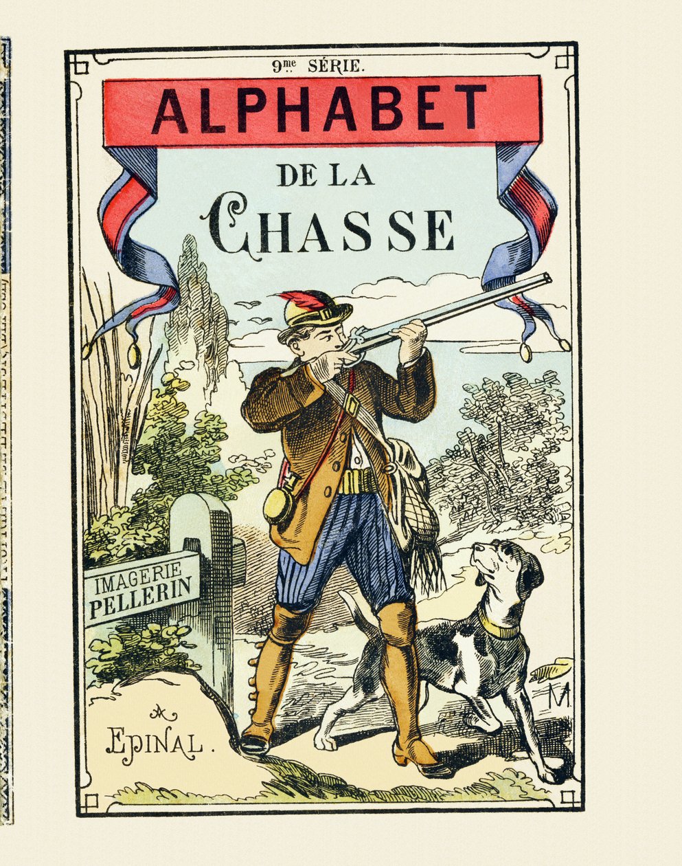 Bir avcı ve köpeği - Av Alfabesinin Kapağı - Image Pellerin, Epinal, s. D. - 16 sayfa - 9. seri, c.1890 (baskı) by Unbekannt