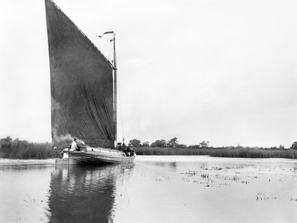 Birleşik Krallık: Ranworth yakınlarında Bure Nehri üzerinde bir Wherry. Norfolk Broads, by Unbekannt
