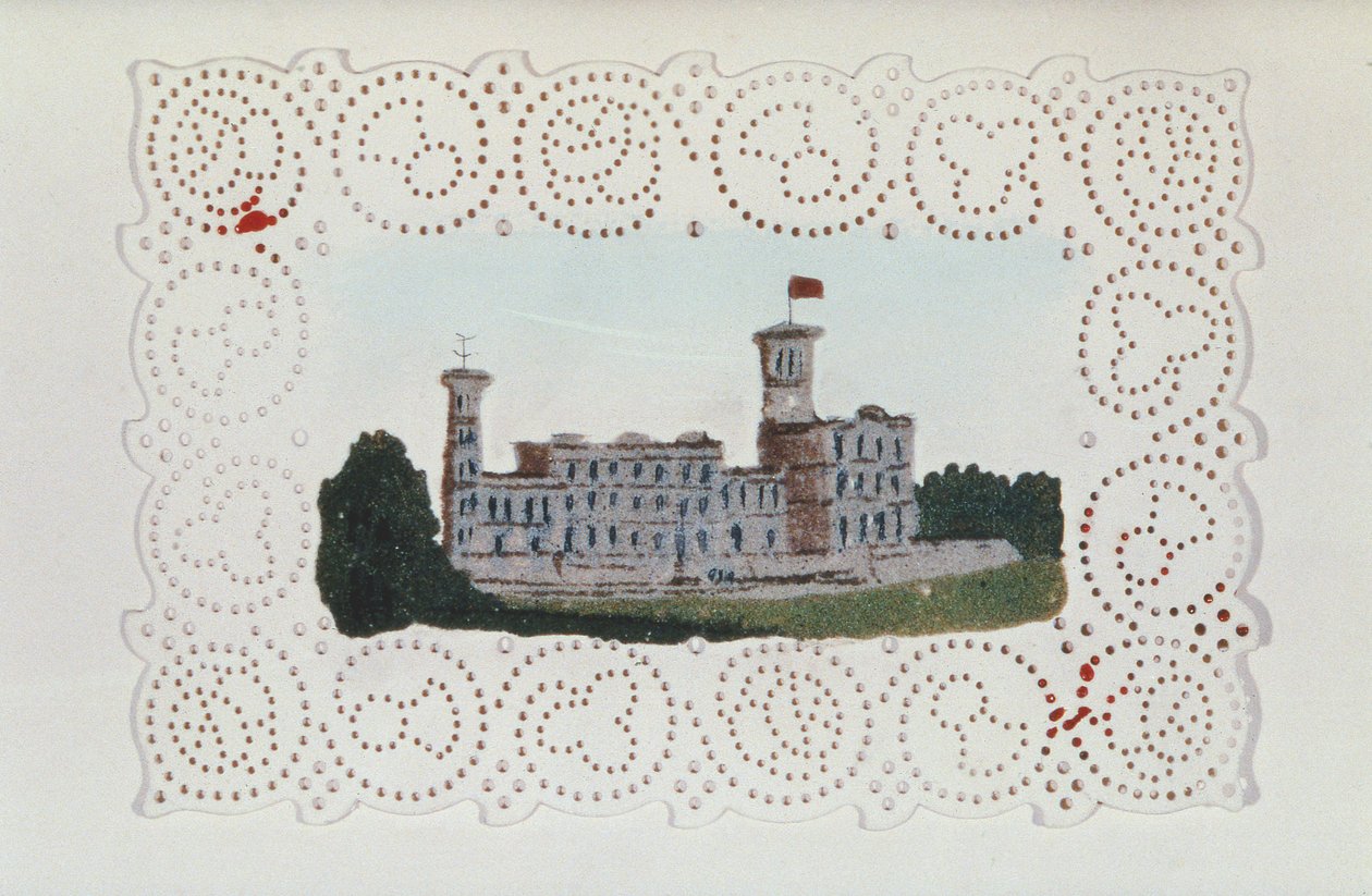 Osborne House manzaralı Viktorya dönemi kağıt doyley (kağıt üzerine suluboya) by Unbekannt
