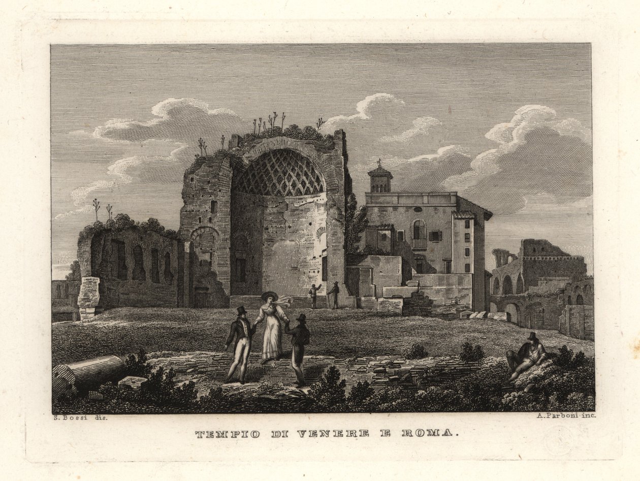 Venüs ve Roma Tapınağı kalıntılarının görünümü, Templum Veneris et Romae, Tempio di Venere e Roma, Roma by Unbekannt