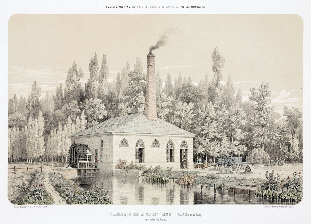 Su Gücü, 1900 Öncesi Çinko haddehanesi (Laminoir), Saint Louis, Bray, Fransa yakınlarında by Unbekannt
