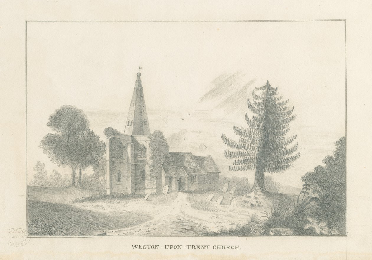 Weston-on-Trent Kilisesi: karakalem, nd [19. yüzyıl] by Unbekannt