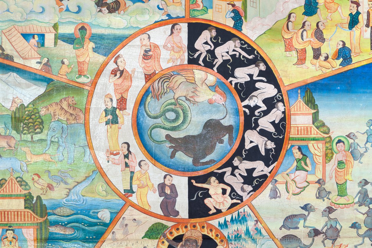Hayat çarkı, detay, duvar resmi, wat Umong, Chiang Mai, Tayland by Unbekannter Künstler