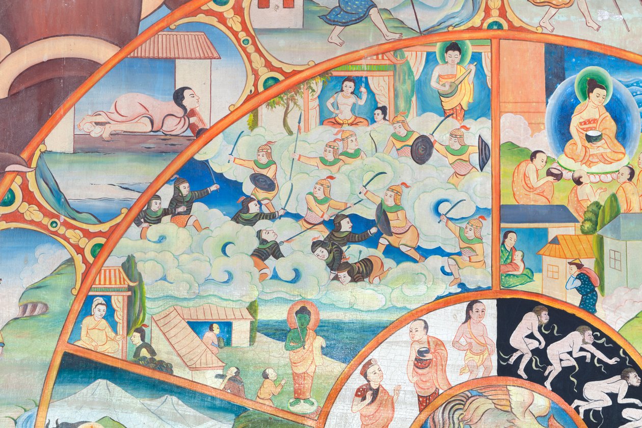 Hayat çarkı, detay, duvar resmi, wat Umong, Chiang Mai, Tayland by Unbekannter Künstler