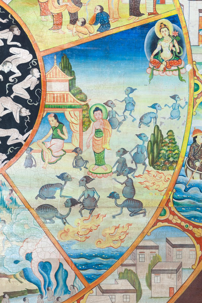 Hayat çarkı, detay, duvar resmi, wat Umong, Chiang Mai, Tayland by Unbekannter Künstler