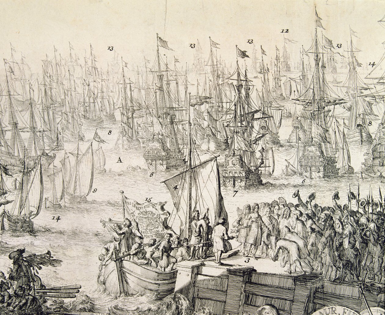 Orange'lı William, Kasım 1688'de İngiltere'ye yelken açıyor (gravür) by Unbekannter Künstler