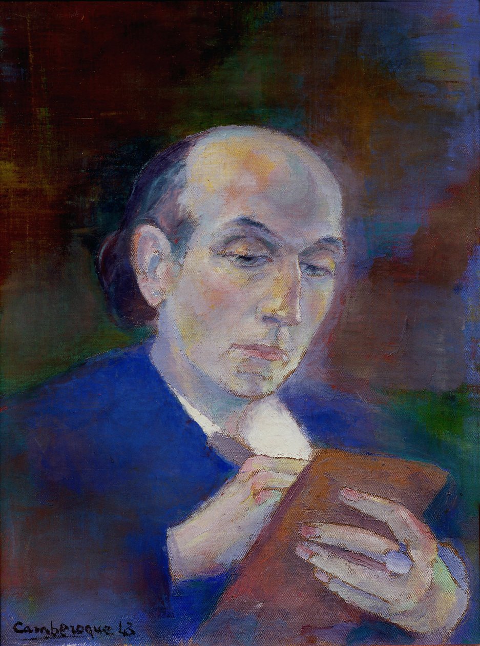 Yazar ve şair Joe Bousquet (1897-1950) Carcassonne'daki (Aude) odasında. Şair, yatakta yatan temsili bir yazıdır. Jean Camberoque'un Portresi (1917-2001) by Unbekannter Künstler
