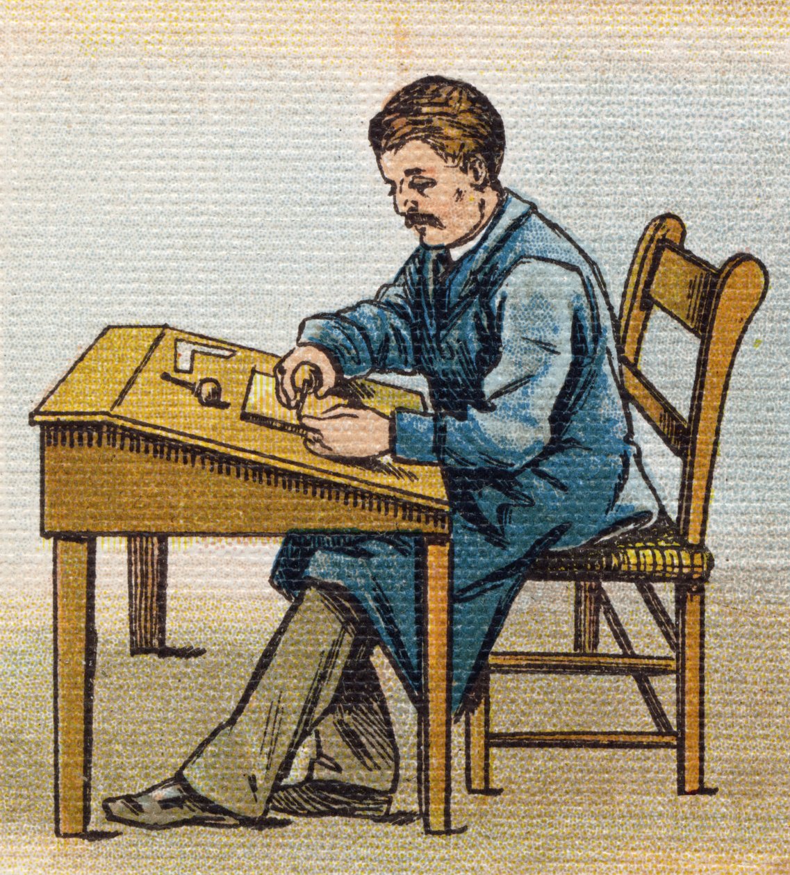 Xylographer stüdyosunda. "Alphabet de ma petite fille" gravürü. Bernardin-Bechet ve Fils, kitapçı-yayıncılar, Paris, 1895 civarı. Tuval üzerine kırılmaz albüm. Bibliotheque des Bebes. 12 sayfa. Bir okuma yöntemi ve bir illüstrativ içeren albüm by Unbekannt