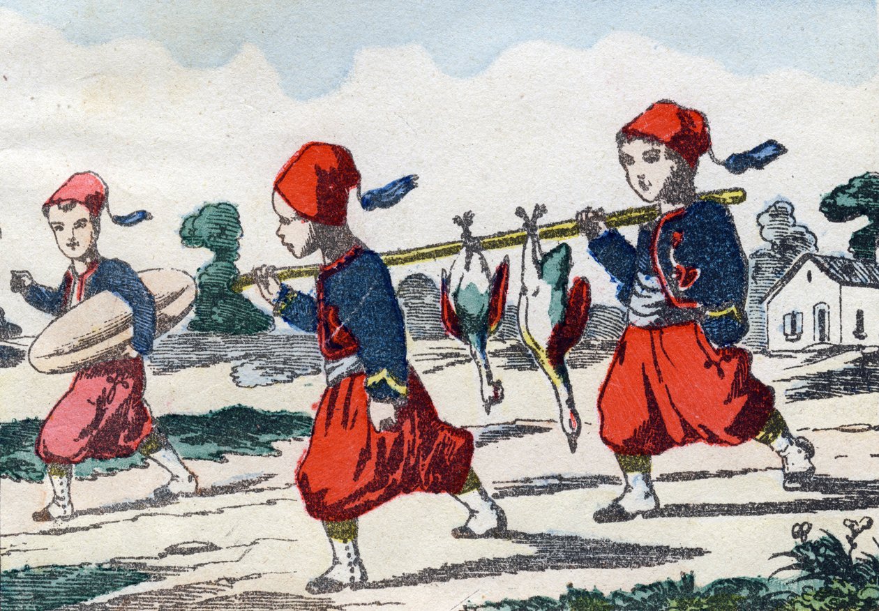 Zouaves. "Çocukların askeri alfabesinde" gravür”. 1890 dolaylarında Pont-a-Mousson görüntüleri. 20 sayfa. Güneş: 28,5x21cm by Unbekannt