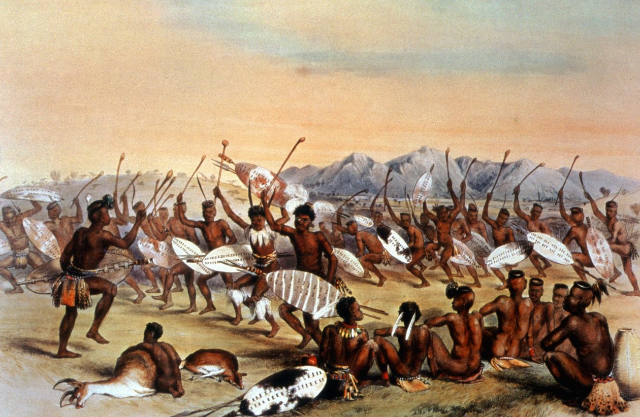 Zulu av dansı, 1848-1849 civarı (gravür) by Unbekannter Künstler