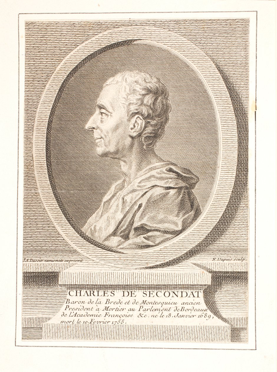 Charles-Louis de Secondat, La Brède ve Montesquieu Baronu by Unbekannter Stecher