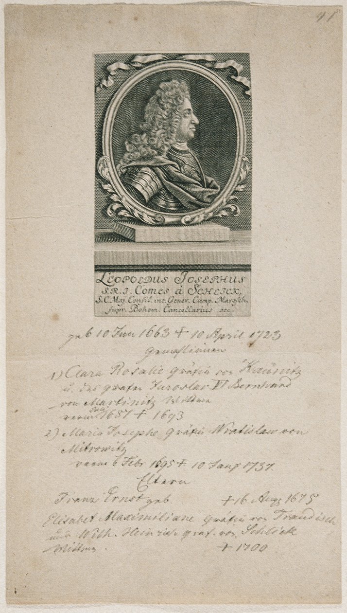 Mareşal Leopold Joseph von Schlik by Unbekannter Stecher