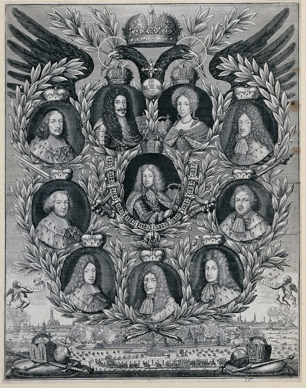 Joseph I ebeveynleri ve seçmenleriyle by Unbekannter Stecher